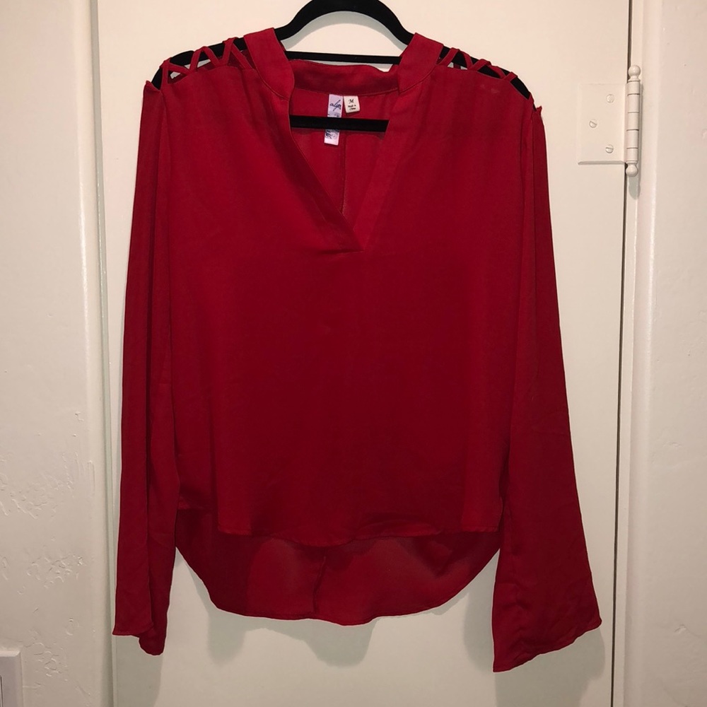 Alya Red Long Sleeve Blouse